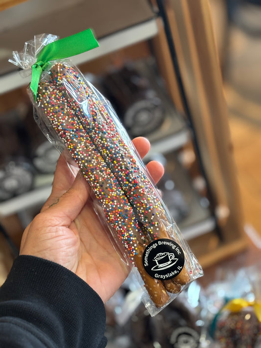 Dipped Nonpareil Pretzel Rods