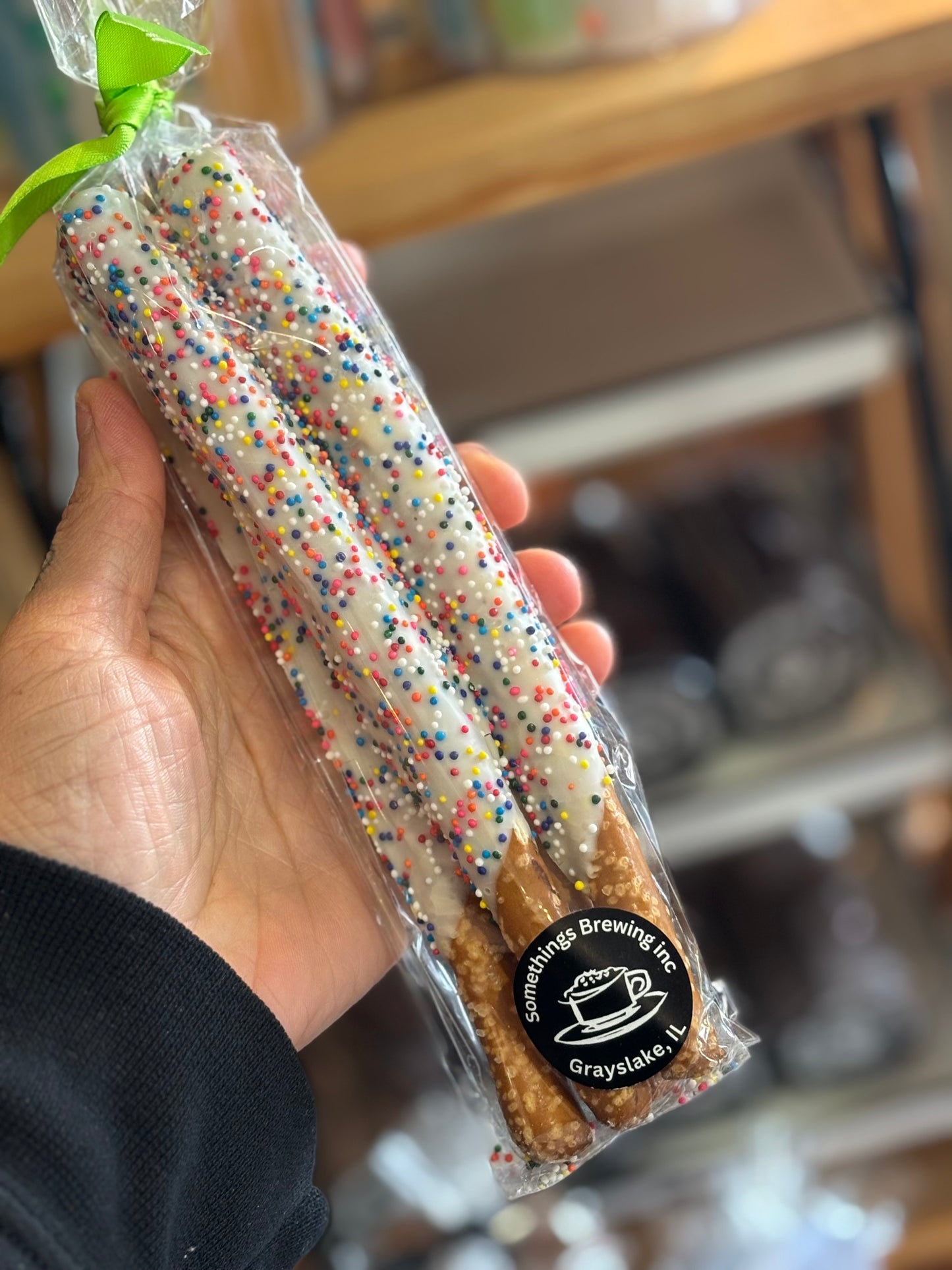 Dipped Nonpareil Pretzel Rods